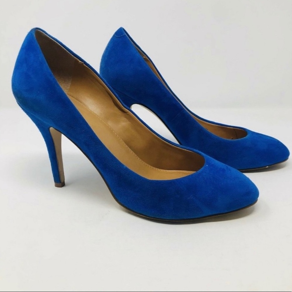 JCrew Blue Suede Round Toe Pump Heels